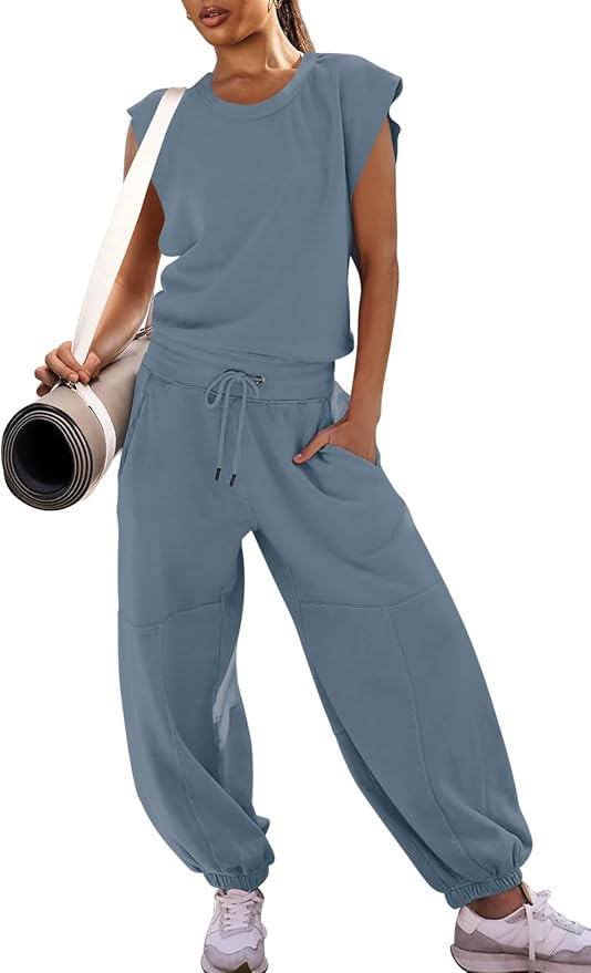 LAMISSCHE Womens Oversized Wide Leg Jumpsuit with Pockets Elastic Waist Workout Onesie Romper Ope... | Amazon (US)