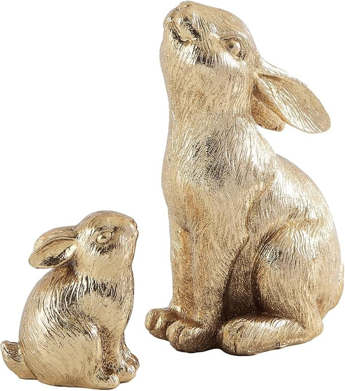 Set of 2 Easter Bunny Figurines, Gold Home Decor Resin Rabbit Statue, Easter Table Decor, Rabbit ... | Amazon (US)