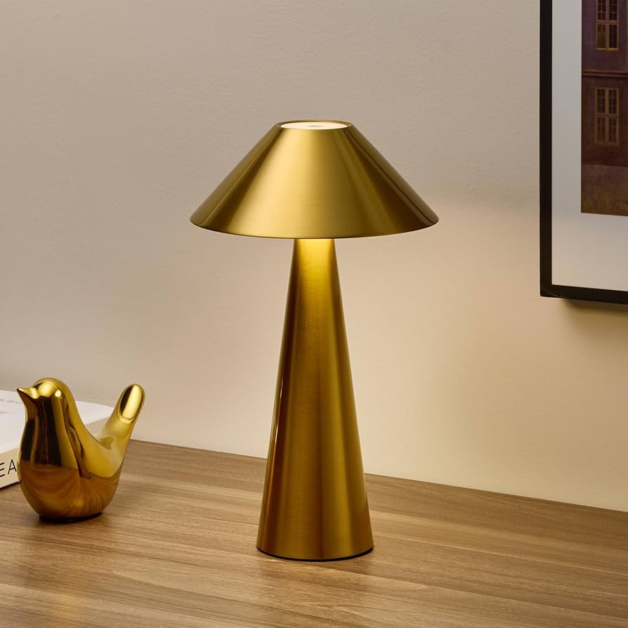 Bojim Gold Cordless Lamp, Portable Mini Battery Lamp Rechargeable, Magnetic Rotating Shade&3 Colo... | Amazon (US)