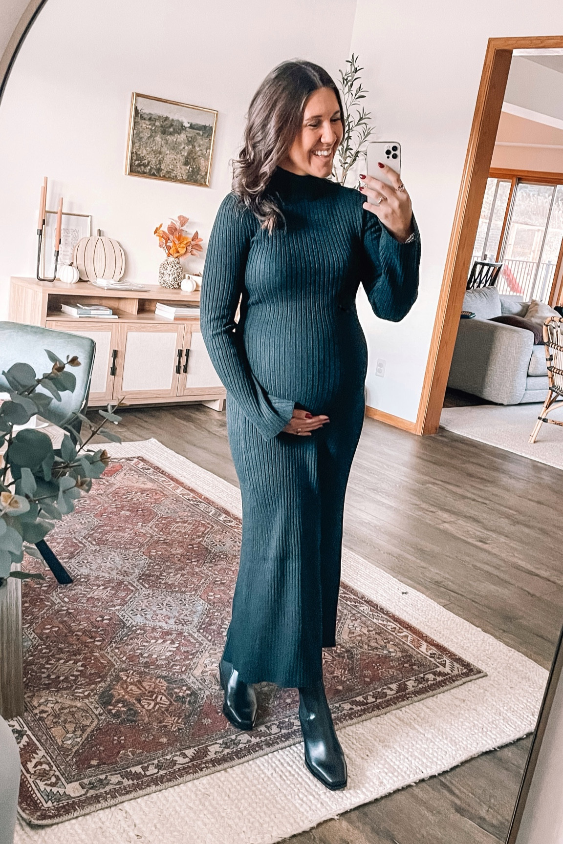 The sweater dress I wore for our fall family photos. It’s cozy, comfortable and so flattering + it’s non maternity. I wore my true size small. I love how chic it looks with the black Chelsea boots.

Fall dresses 
Fall family photo outfits 
Fall dress
Target style
Fall dress 
Target finds 
Bump style 
Pregnancy style  

#LTKFindsUnder50 #LTKSeasonal #LTKBump