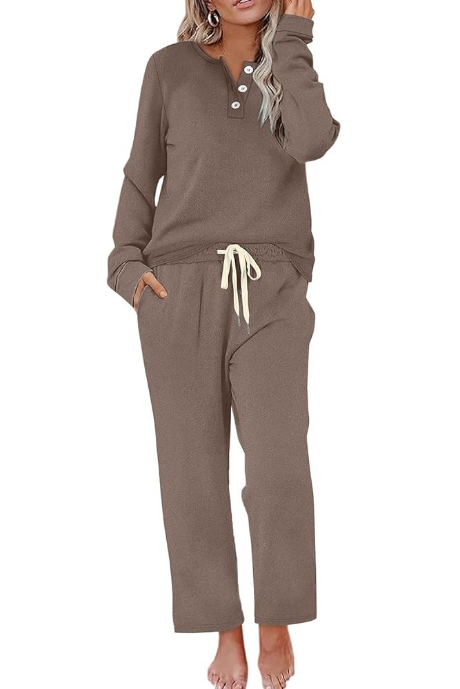 WIHOLL Lounge Sets for Women Two Piece Outfits Button Down Sweatsuit Sweatpant with Pockets Fall ... | Amazon (US)