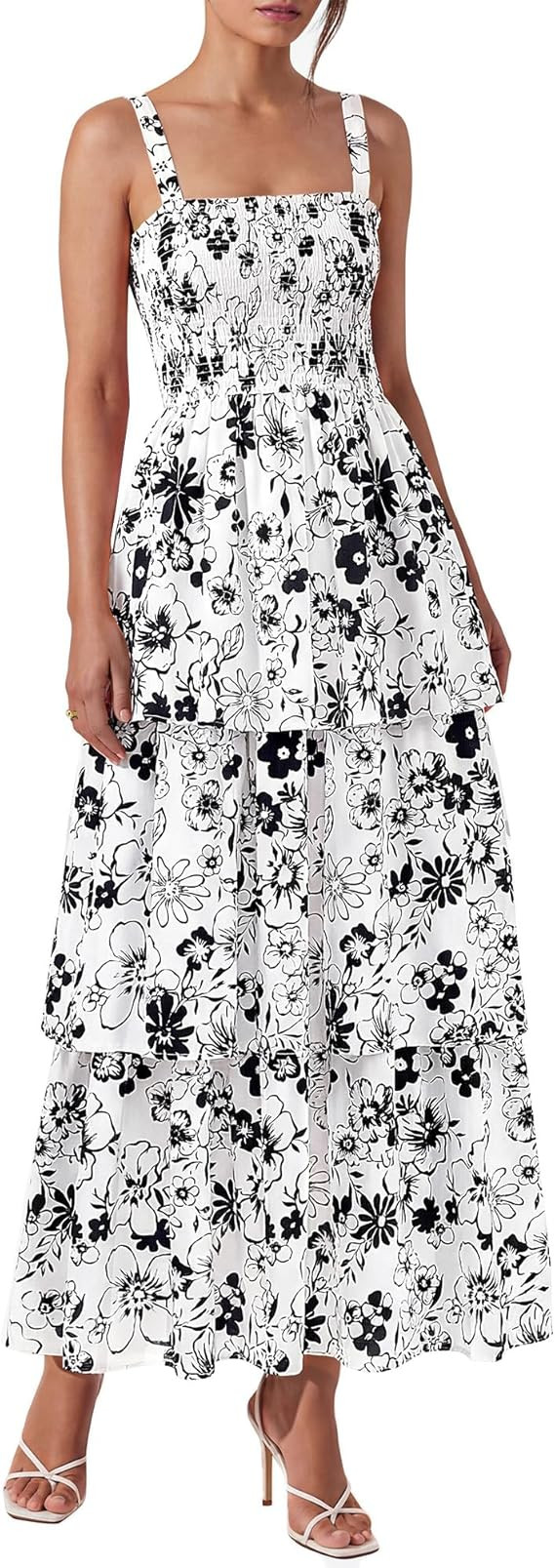 BTFBM Spring Dresses for Women 2026 Floral Spaghetti Strap Wedding Guest Dress Maxi Beach Vacatio... | Amazon (US)