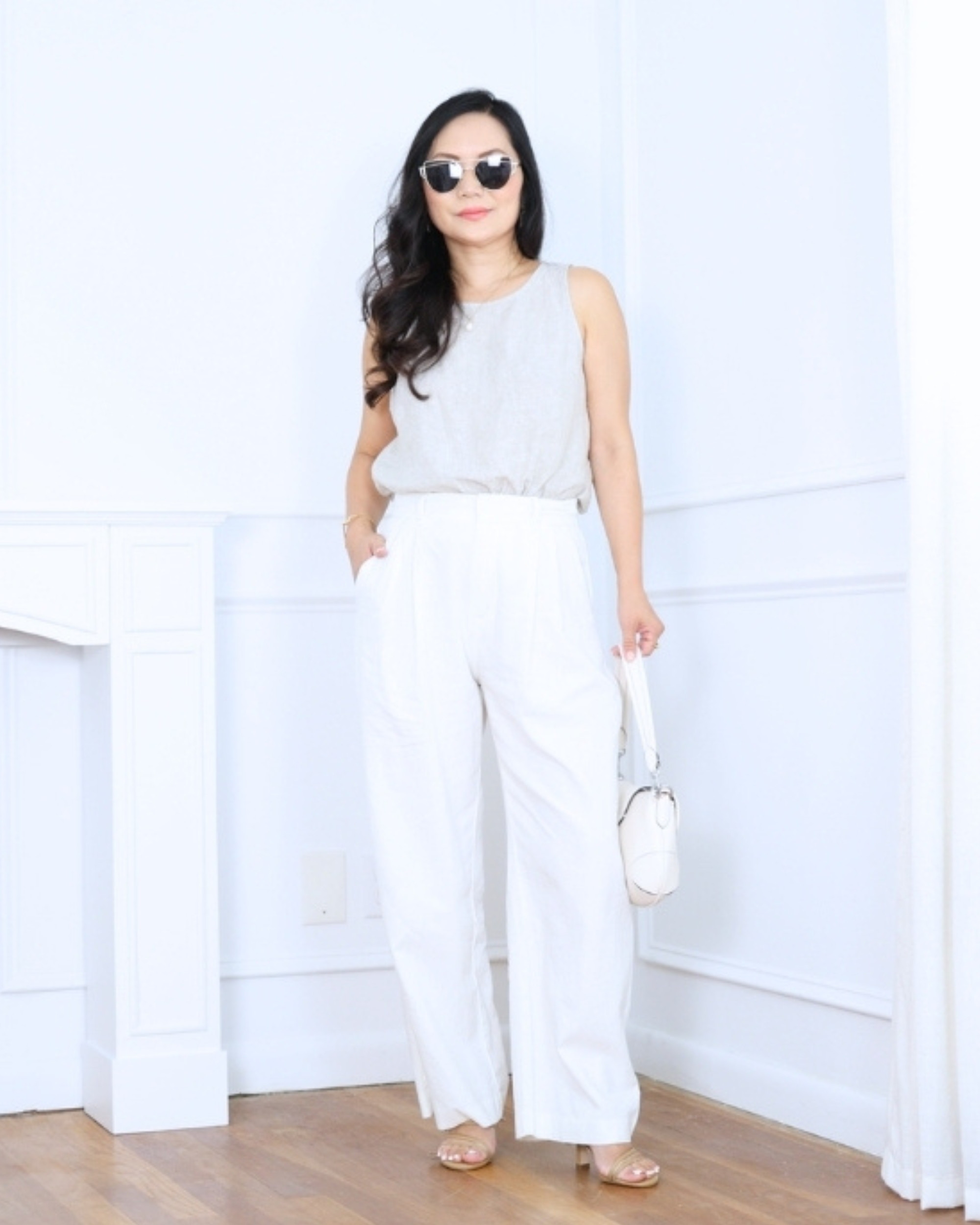 Linen tank top paired with wide-leg linen pants from GAP — light, breathable, and effortlessly polished for warm everyday wear. I'm 5'2, wearing size S. 

 #LTKootd #LTKOver40 #LTKPetite