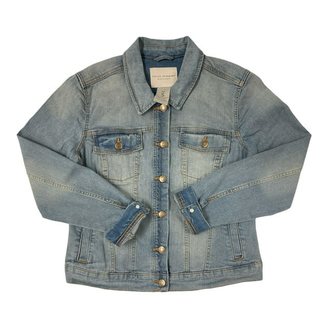 Social Standard Women's Long Sleeve Button Up Denim Jean Jacket (Auguste, M) | Walmart (US)