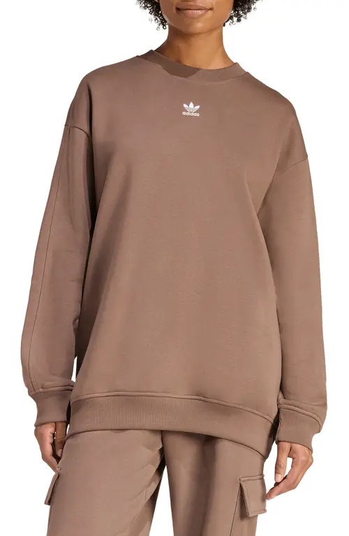 adidas Originals Essentials Oversize Crewneck Sweatshirt in Earth Strata at Nordstrom, Size X-Large | Nordstrom