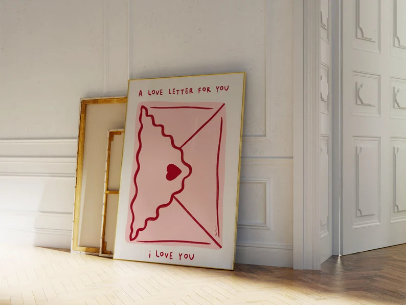 Love Letter Wall Art, I Love You Print, Trendy Romantic Wall Art, Aesthetic Pink Gallery Wall Pri... | Etsy (US)