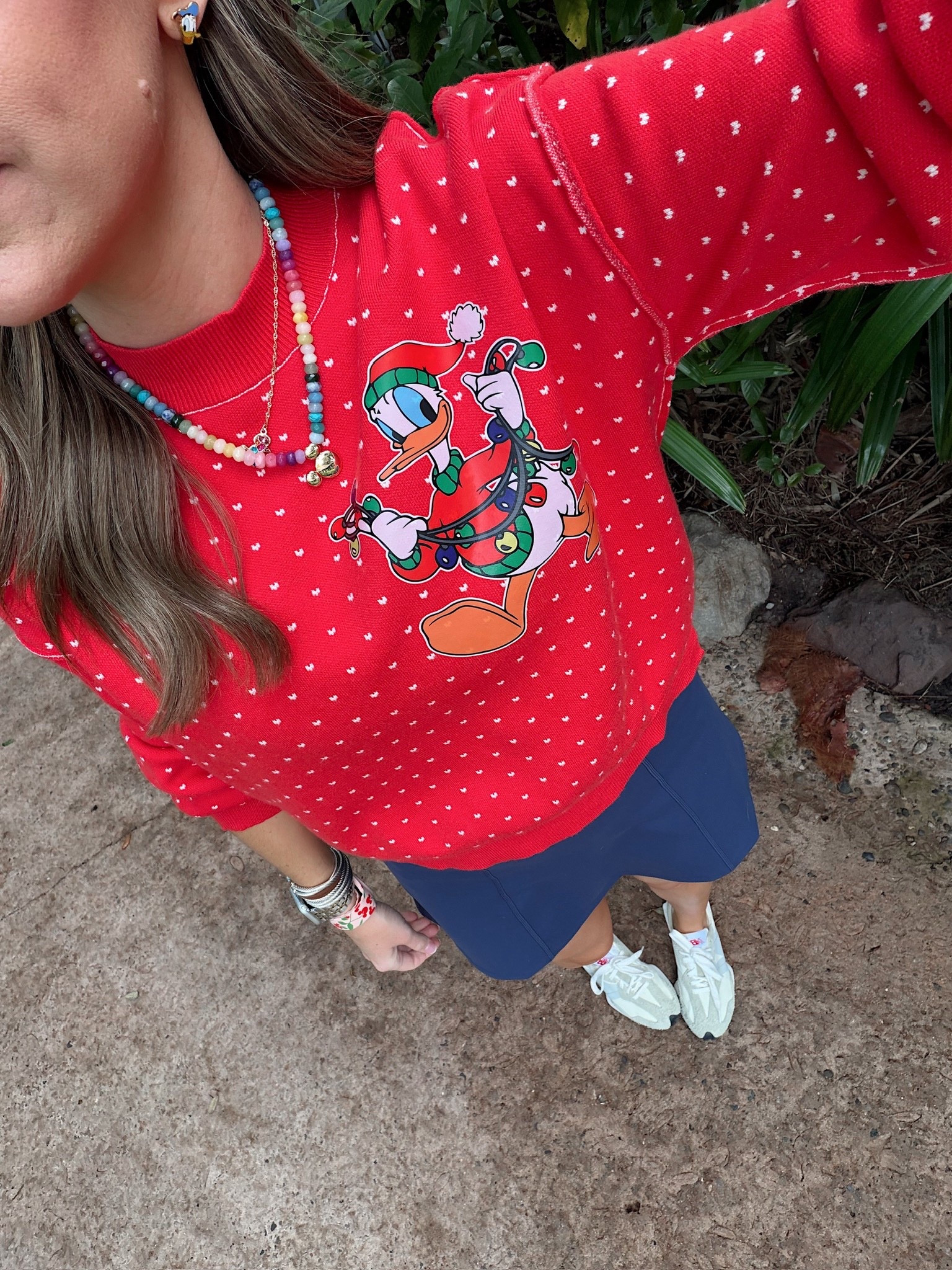 Today’s Walt Disney World ootd! In a medium tennis dress, medium sweatshirt with iron on patch, minnie ears, sneakers and accessories- fits tts. What to wear for Christmas at Walt Disney world! 

#LTKHoliday #LTKTravel #LTKootd