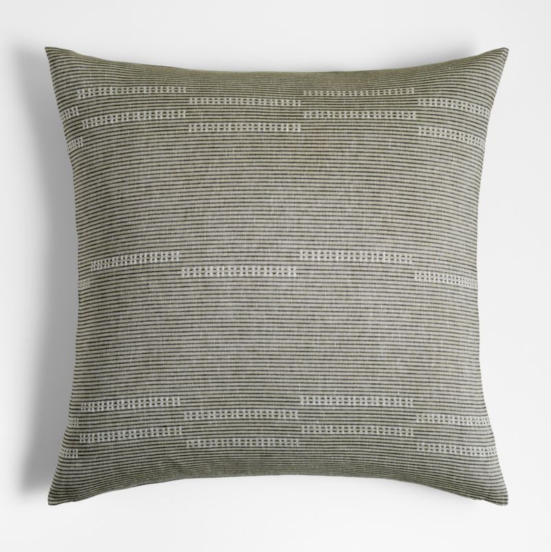 Airlie 30" Sage Dobby Stripe Pillow | Crate & Barrel | Crate & Barrel