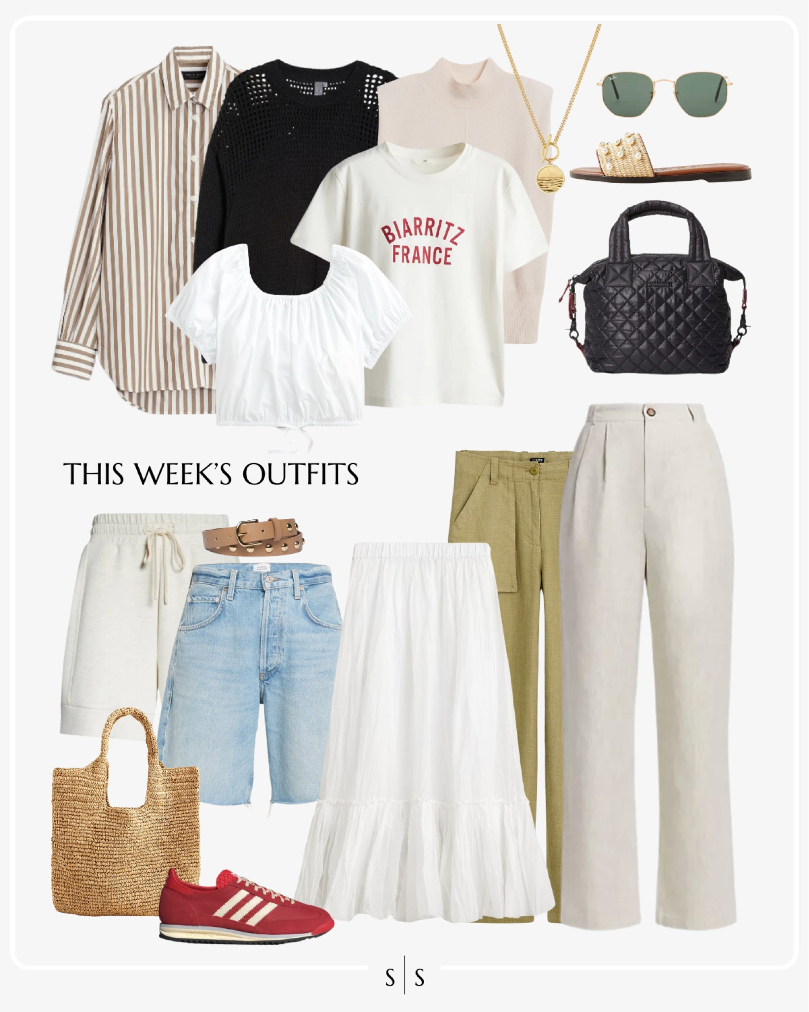 This week’s outfits: a preview of all I’ll be styling the last week in June. View the entire calendar on thesarahstories.com ✨

Striped button up, cropped white blouse, graphic tee, knit pullover, linen trouser, white maxi skirt, olive pant, crochet handbag, long denim short, sweat short, neutral belt, red sneaker, slide sandal


#LTKStyleTip