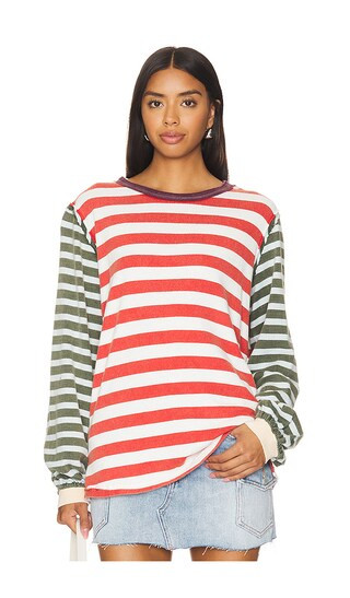 x We The Free Sawyer Stripe Tee in Kelp | Revolve Clothing (Global)