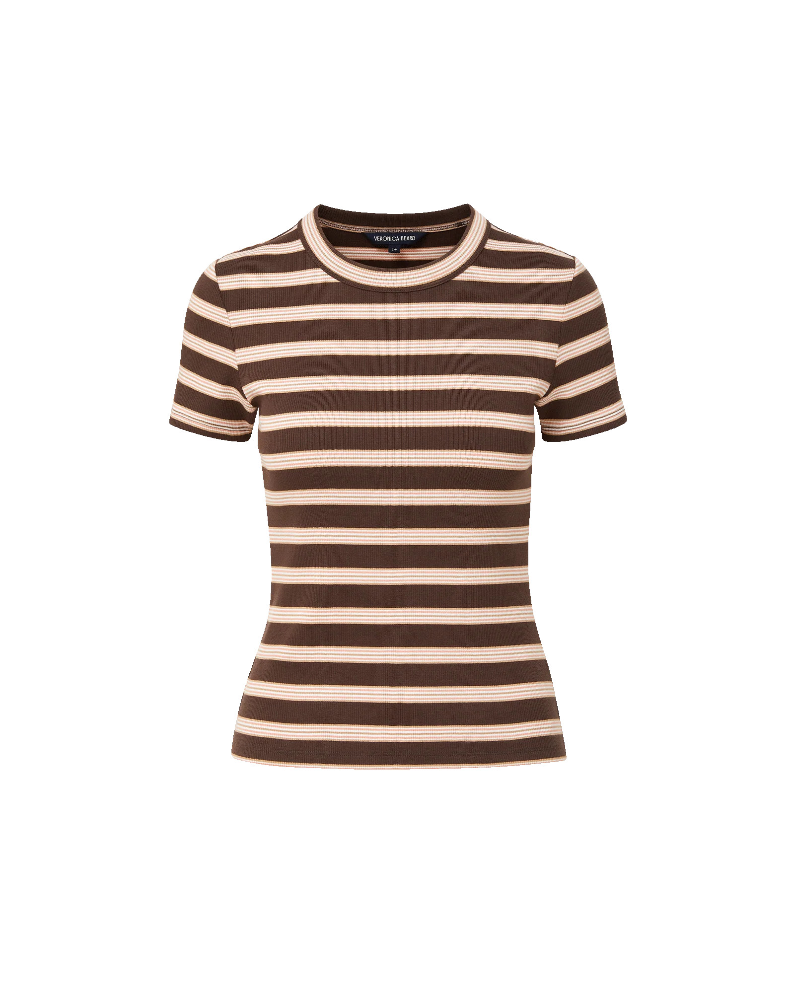 Pruitt Striped Ribbed T-Shirt in Brown Stripe | Veronica Beard | Veronica Beard