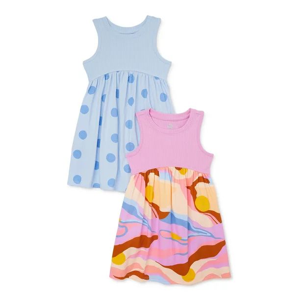 Wonder Nation Infant Girls Tank Dress, 2-Pack, Sizes 12M-18M | Walmart (US)