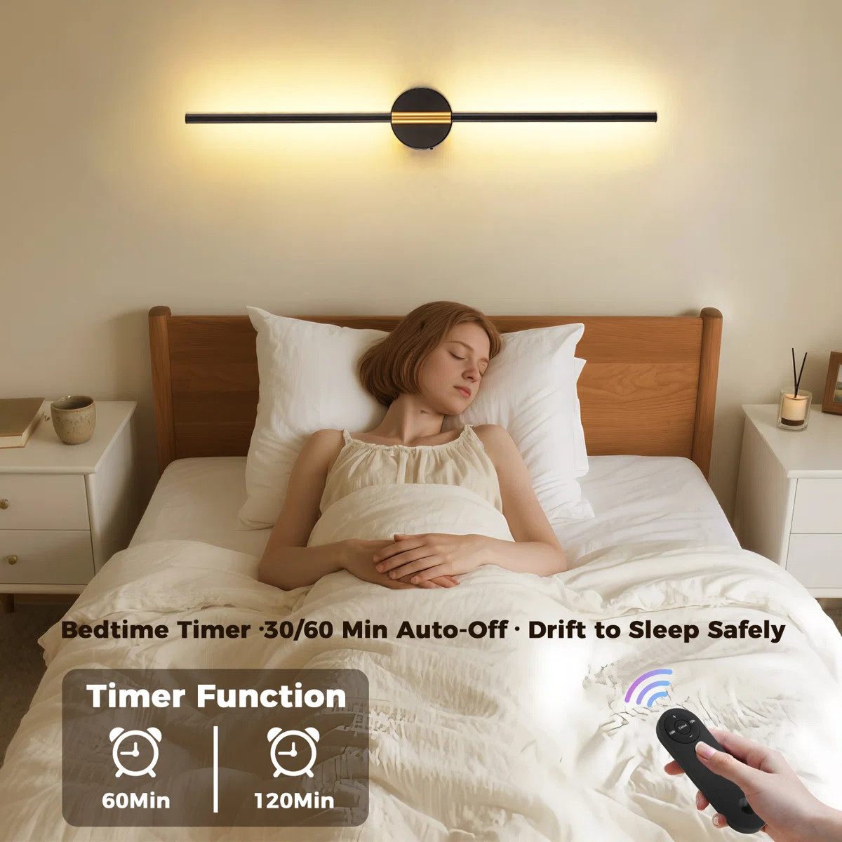 28.46'' Battery-powered  Dimmable LED Wall Sconces with Remote Control, Black And Gold Finish, Se... | Wayfair North America