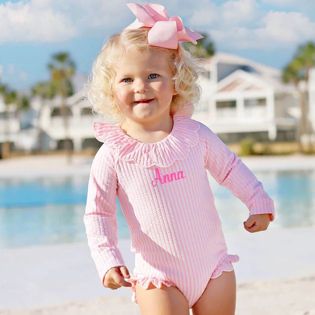Pink Stripe Long Sleeve Swimsuit | Classic Whimsy