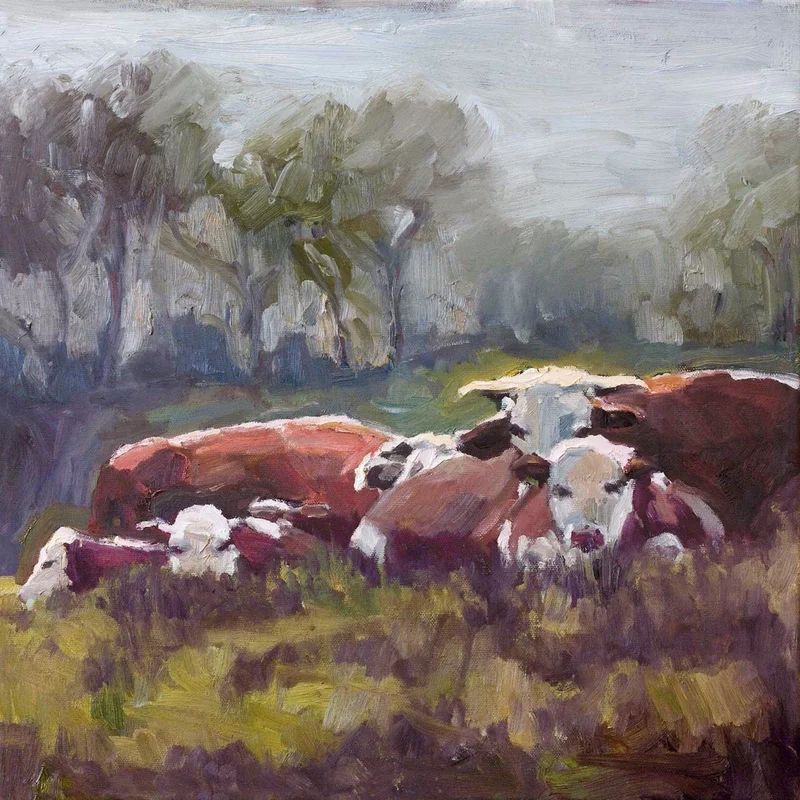 Five Cows by John Beard - Wrapped Canvas Painting Print | Wayfair Professional