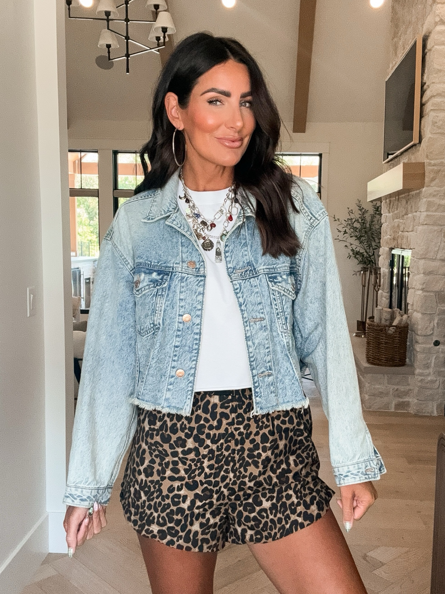Cropped denim jacket (small) | leopard boxer shorts (medium) 

#LTKFindsUnder100 #LTKStyleTip #LTKFindsUnder50