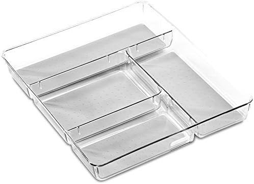madesmart Clear Gadget Tray - Light Grey | CLEAR CLASSIC COLLECTION | 4-Compartments | 16" x 13" ... | Amazon (US)