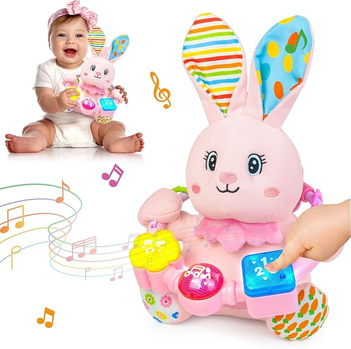 Baby Bilingual Musical Rabbit Stuffed Animals Toys,Infant Early Learning Toy with Light-Up Music ... | Amazon (US)