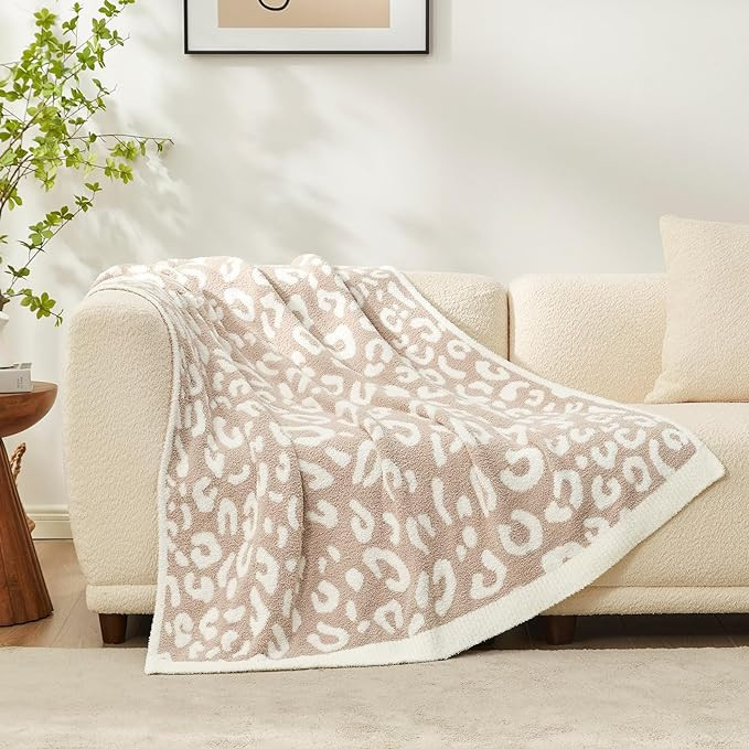 Snuggle Sac Leopard Throw Blanket for Couch Bed Sofa 50x60 inches, Reversible Beige Leopard Blank... | Amazon (US)