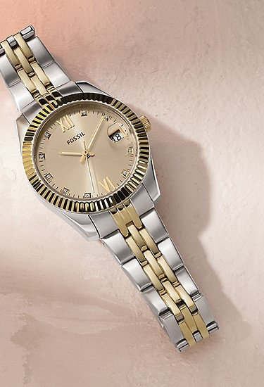 Scarlette Mini Three-Hand Date Two-Tone Stainless Steel Watch | Fossil (US)