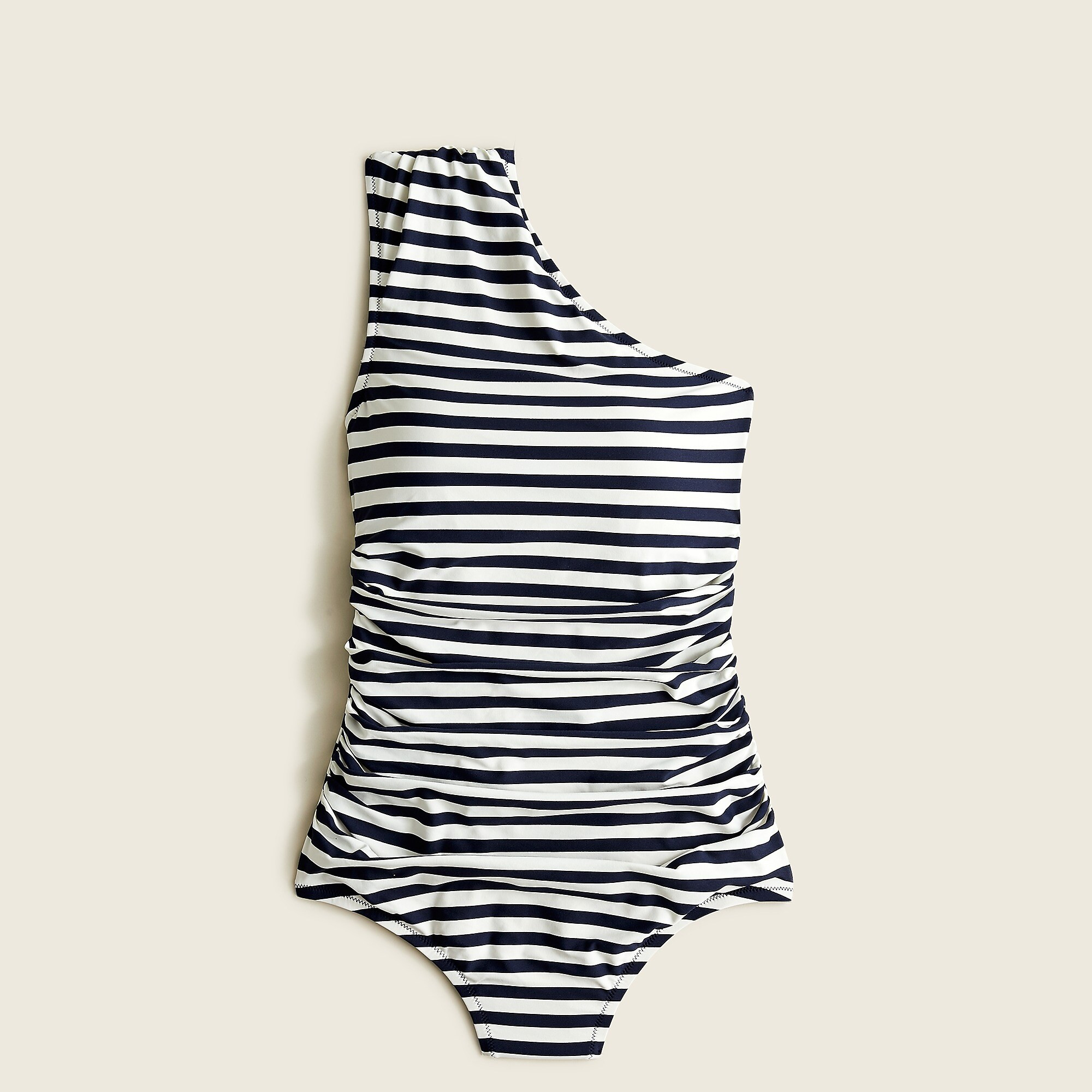 Ruched one-shoulder one-piece in stripe | J. Crew US