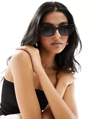 ASOS DESIGN square cat eye sunglasses in black | ASOS (Global)