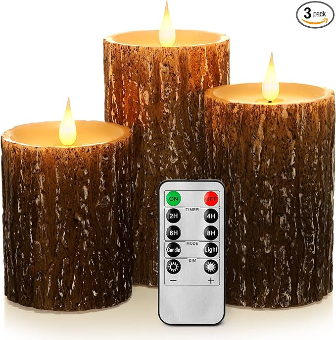 Flameless Candles Battery Operated Pillar Pine Effect Real Wax Flickering 3D Wick Electric LED De... | Amazon (US)