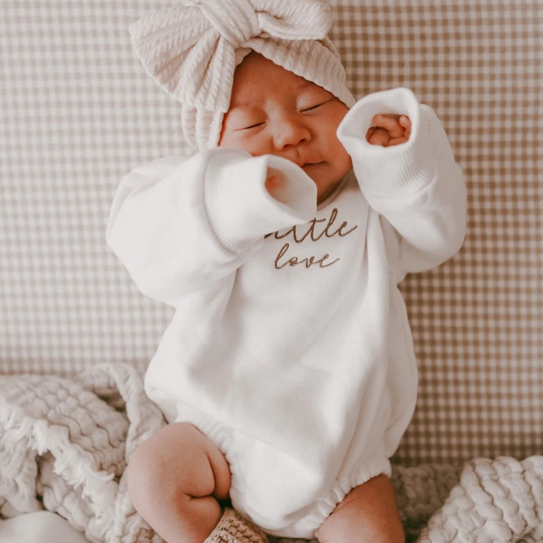 Milk Little Love Baby Embroidered Sweater Bubble Romper - 100% Cotton - Baby Toddler Winter - Jum... | Etsy (US)