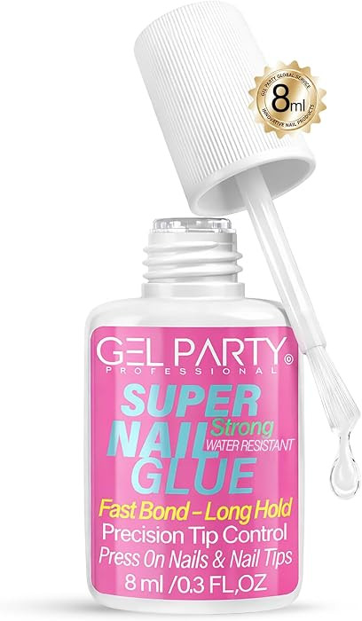 GELPARTY (8ml) Super Strong Brush On Nail Glue for Press On Nails & Tips \u2013 Quick Dry Clear A... | Amazon (US)