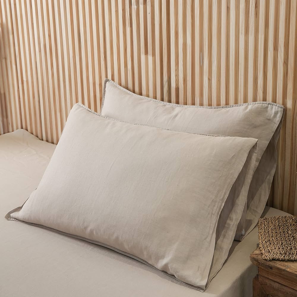 L Linen World Linen Pillow Cases 100% French Natural Linen Pillowcase Set of 2-Stone Washed Moist... | Amazon (US)