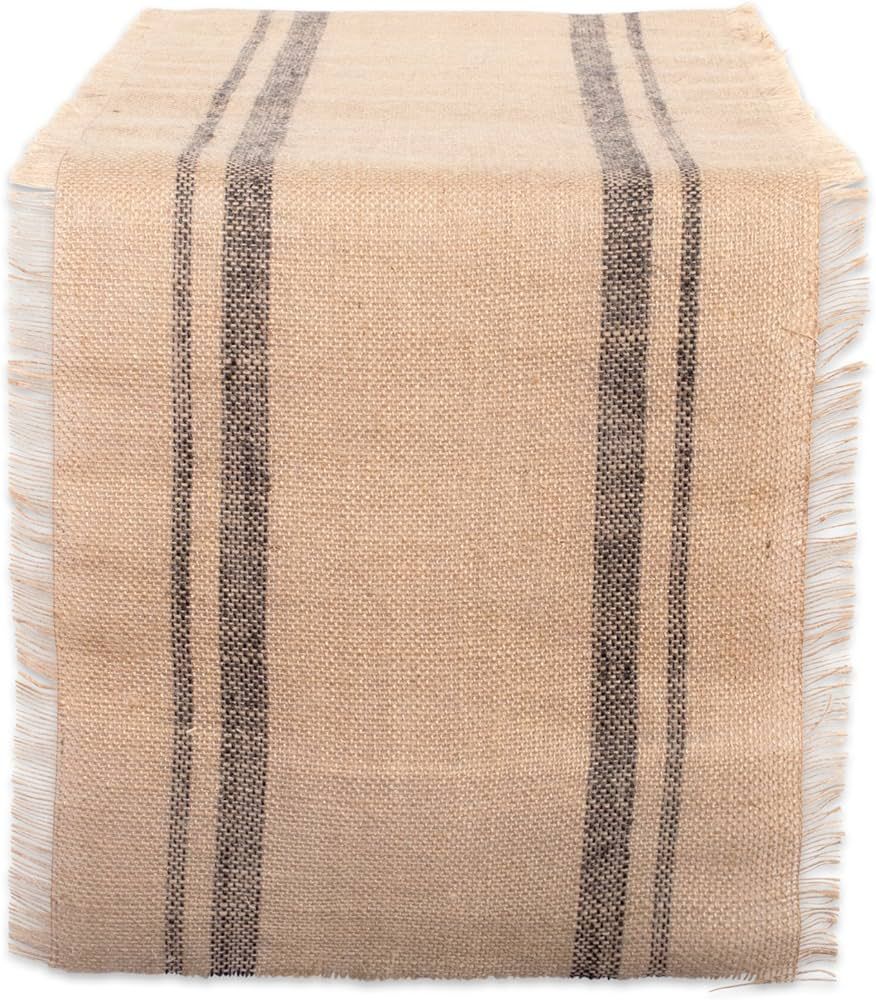 DII Jute Burlap Collection Kitchen Tabletop, Table Runner, 14x72, Double Border Gray | Amazon (US)