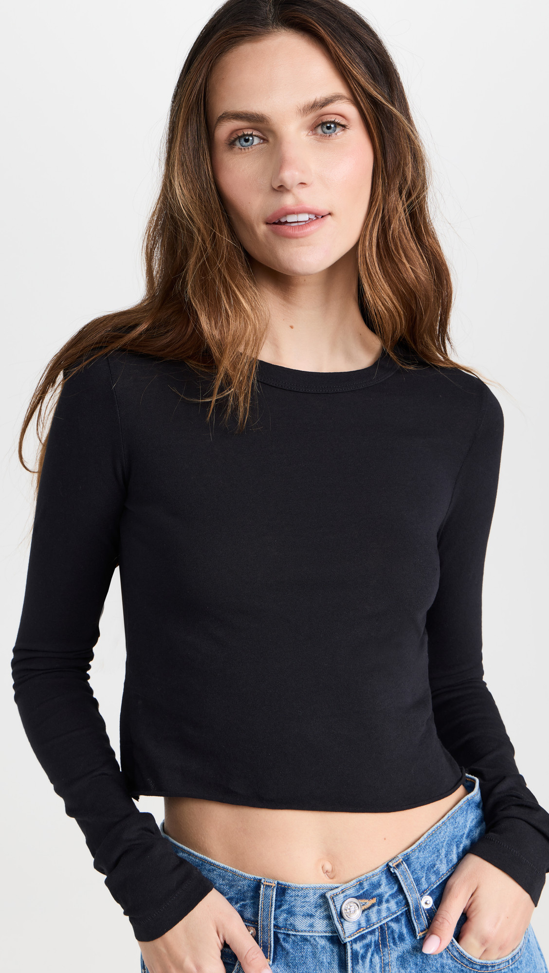 SLVRLAKE Long Sleeve Baby Tee Raven Raven S | Shopbop