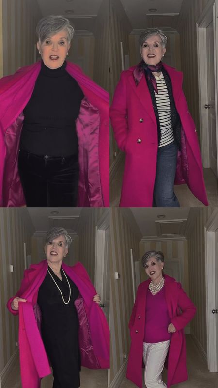 This GORGEOUS fuchsia coat is 50% OFF TODAY!  Check out my post here on how to wear it four fun ways: https://drjuliesfunlife.com/a-classic-coat-styled-four-ways/
#ltkwinter
#ltkover40
#ltkover50
#ltkfashion
#talbotsofficial

#LTKstyletip #LTKSeasonal #LTKsalealert