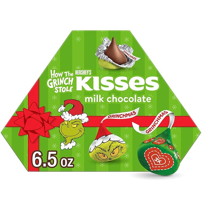 HERSHEY'S KISSES Grinch Milk Chocolate, Christmas Candy Gift Box, 6.5 oz | Amazon (US)