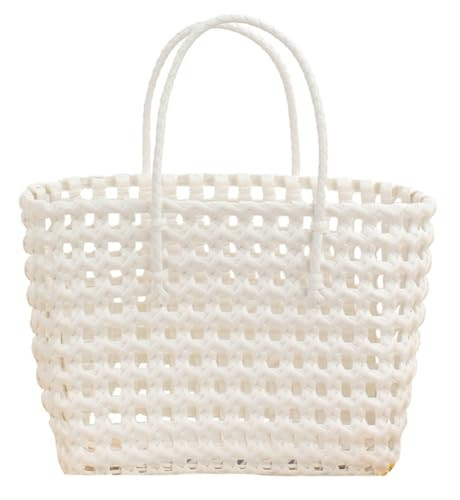 Caistre Summer Woven Beach Bag for Women Washable Cute Jelly Bag Plastic Hobo Bag Shoulder Bag Travel Bags for Sports Beach 2024, White, JS-NB069-White | Amazon (US)