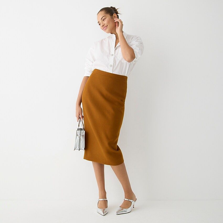 Long No. 2 Pencil® skirt in double-serge wool | J.Crew US