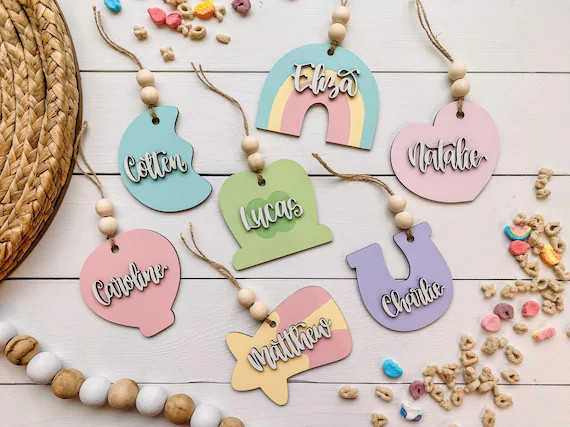 Personalized Lucky Charms Basket Tags - Wooden Laser Cut Name Tags - St. Patrick’s Day Tags - L... | Etsy (US)