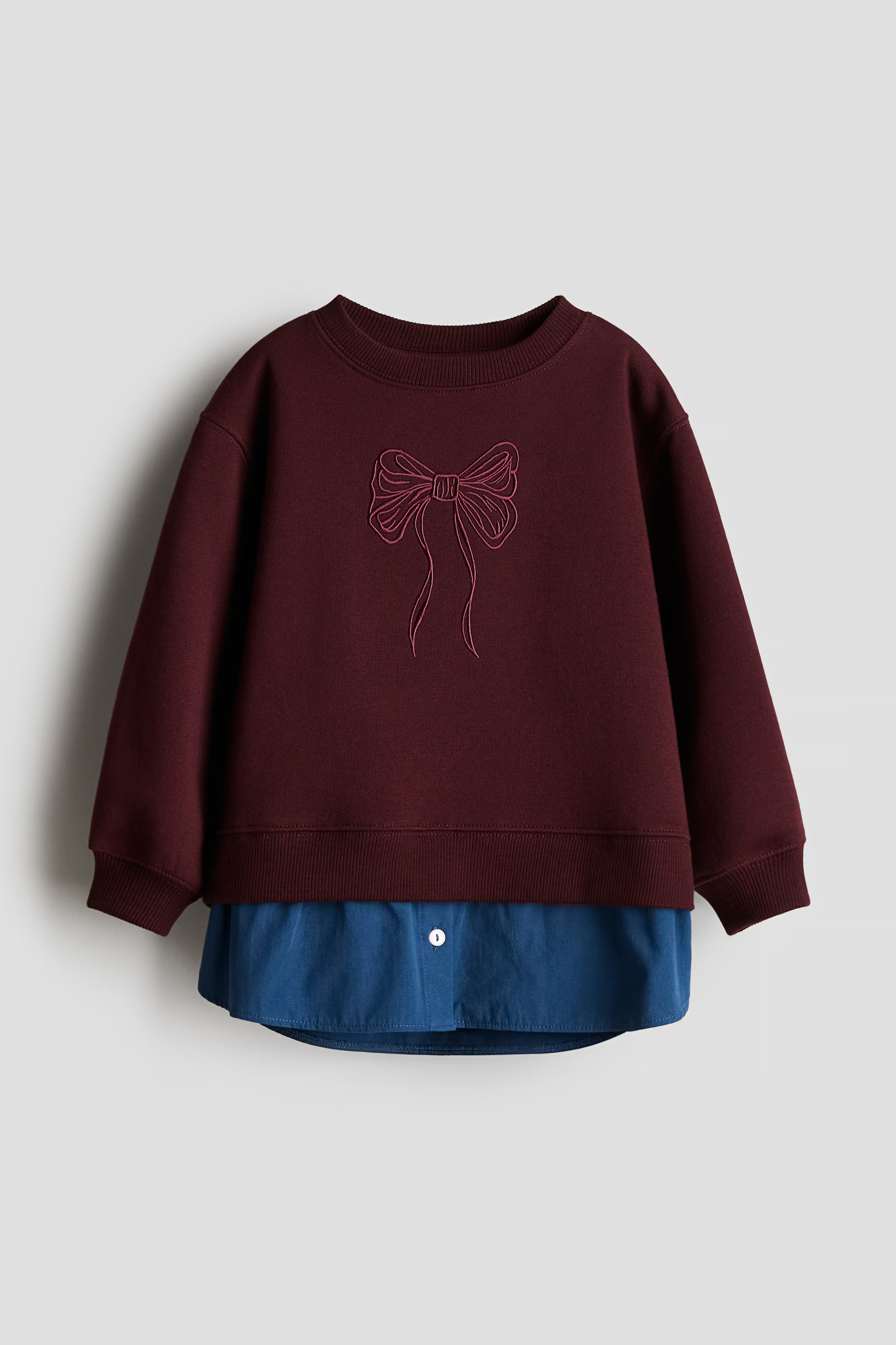 Double-Layer Sweatshirt - Dark red/blue - Kids | H&M US | H&M (US + CA)