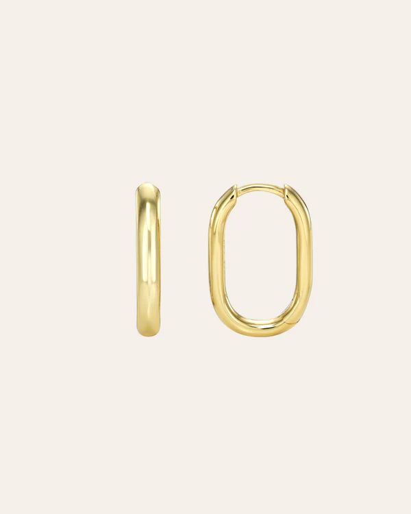 Gold Vermeil Thick Oval Hoops | Zoe Lev Jewelry