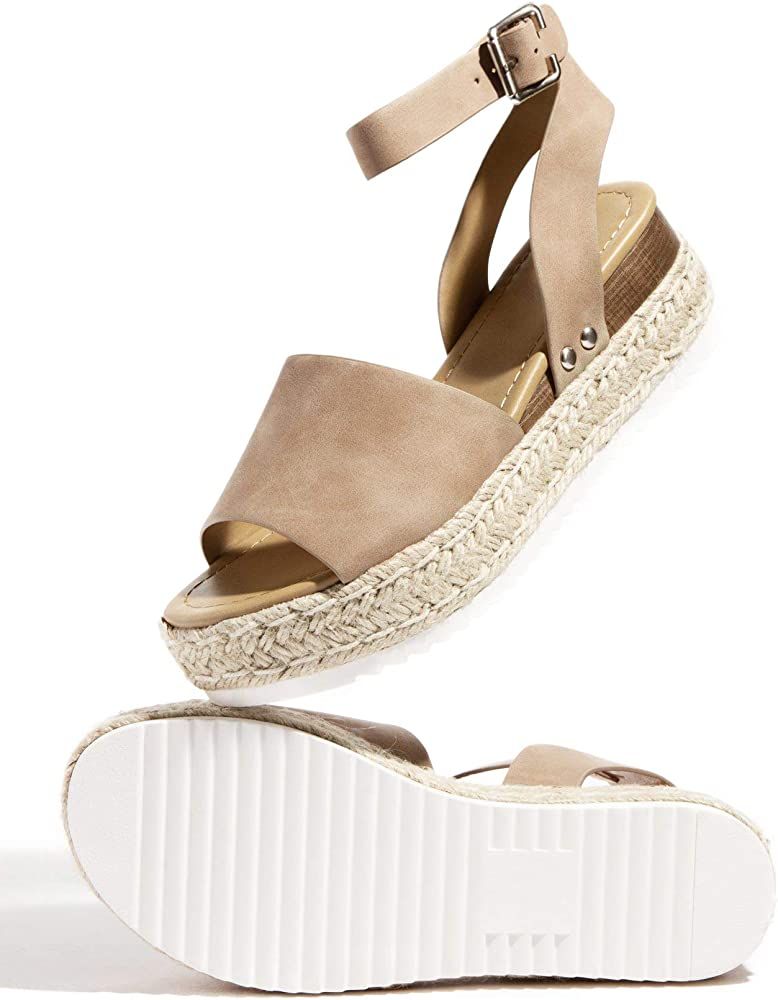 Amazon.com | Soda Womens Topic Espadrille Sandal Shoes Black Nubuck 7.5 | Platforms & Wedges | Amazon (US)