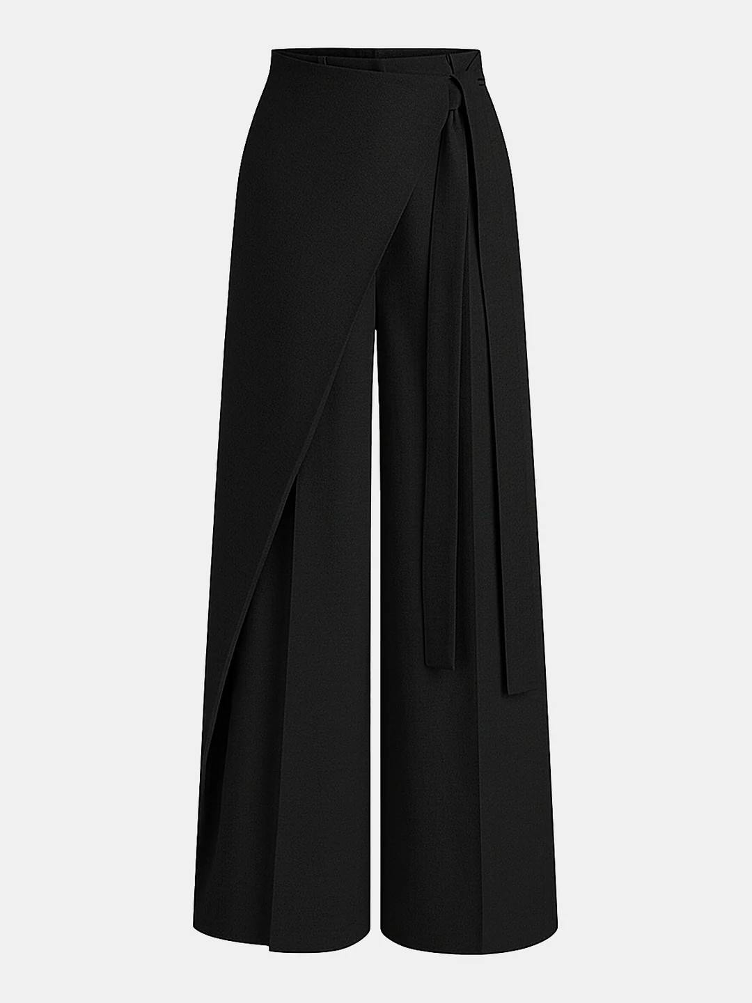Asymmetric Wrap Wide-Leg Pants | Commense