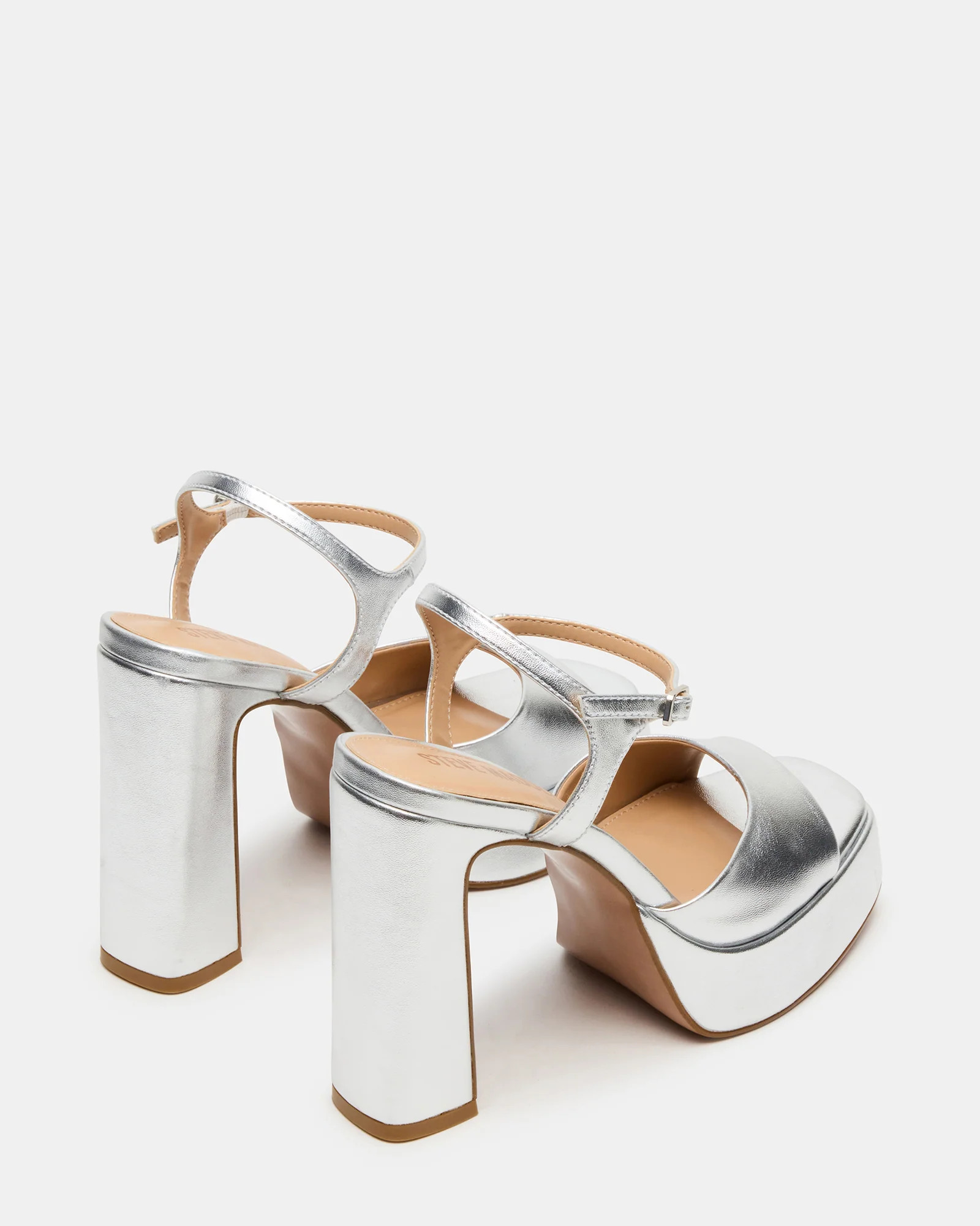 LIANDRA Silver Platform Square-Toe Strappy Women's Heel | Steve Madden (US)