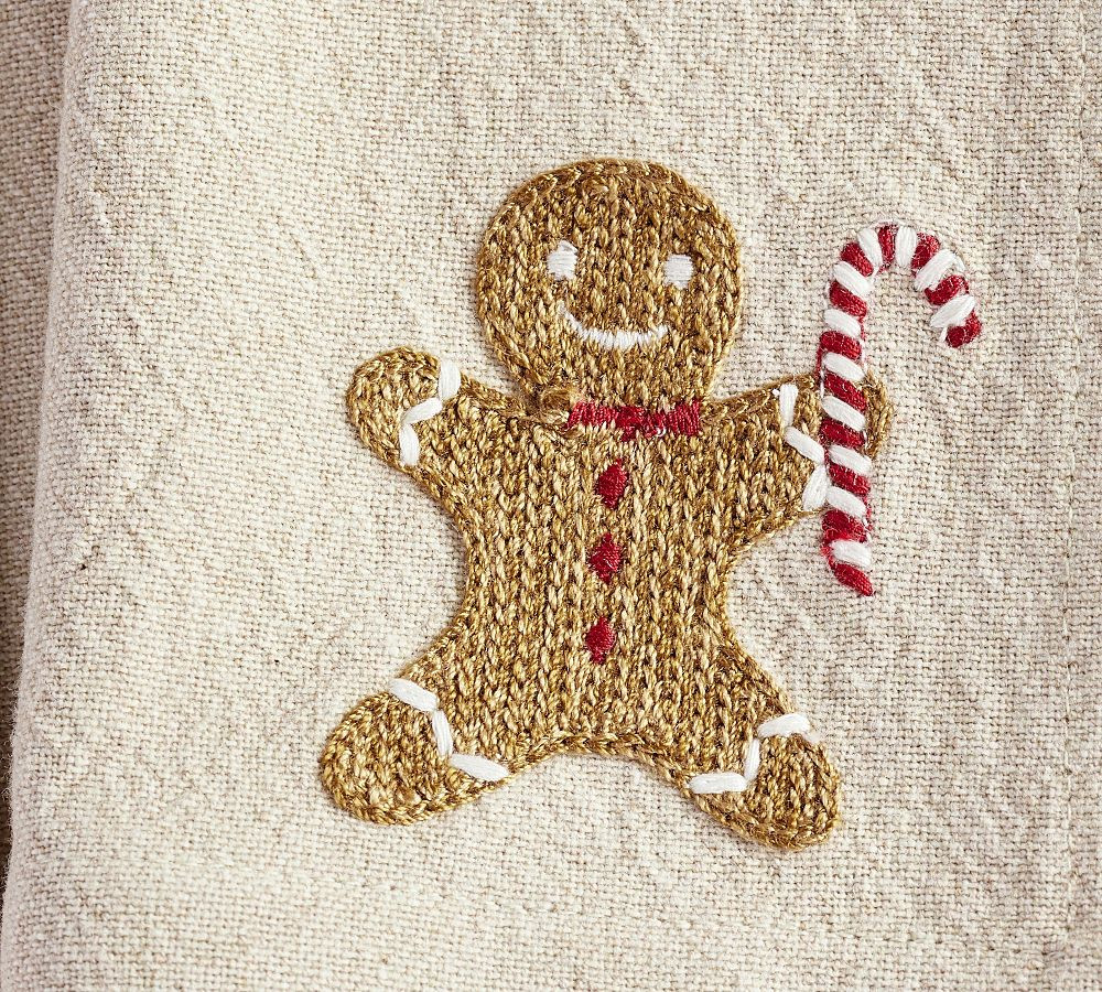 Gingerbread Embroidered Napkins - Set of 4 | Pottery Barn (US)