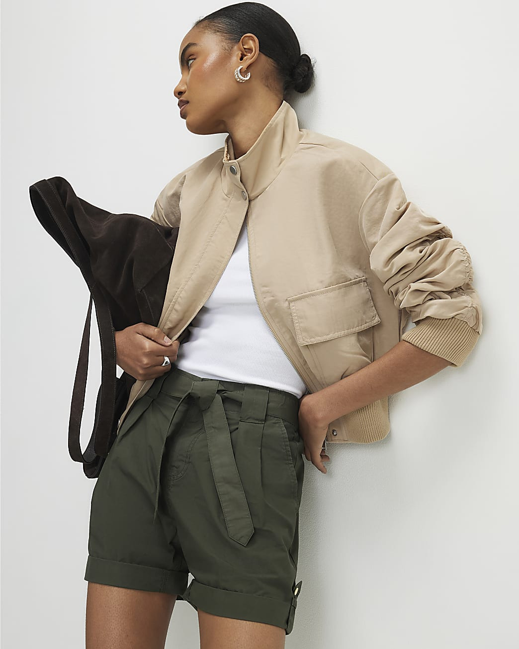 Khaki Belted Shorts | River Island UK & IE