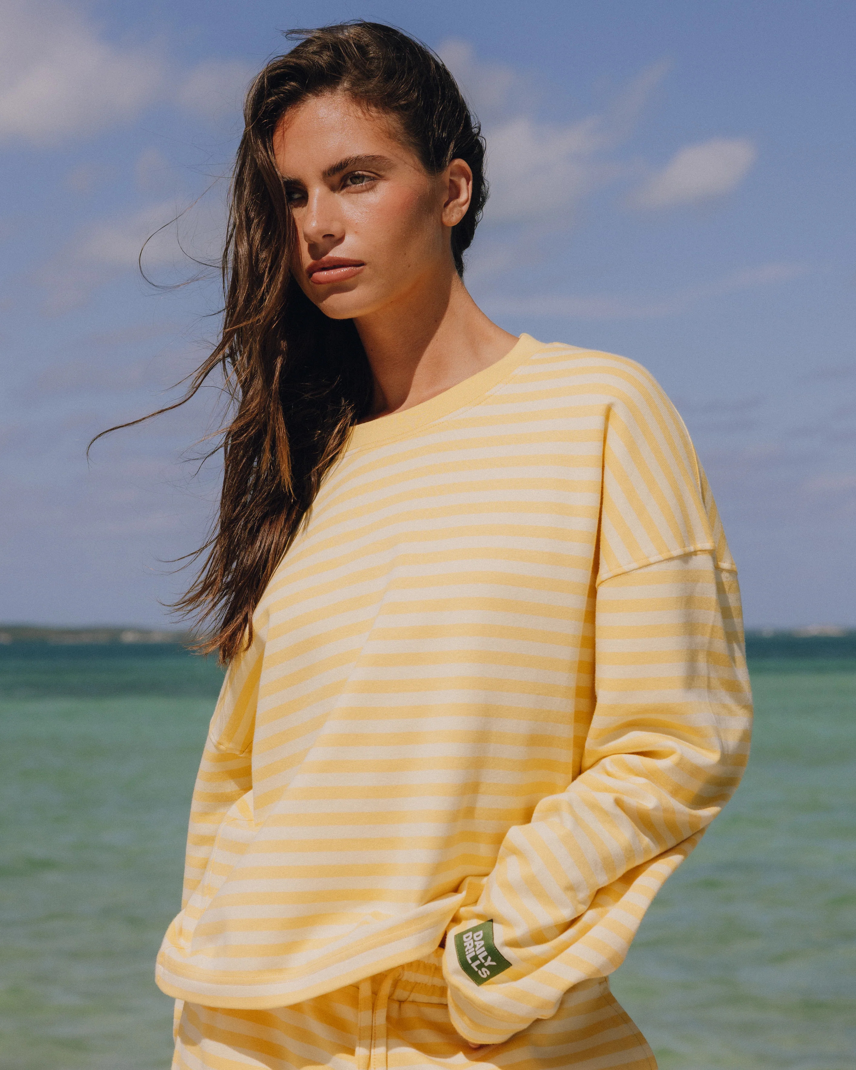 Striped Cotton Long Sleeve - Sunny + Butter Stripe | Daily Drills LLC