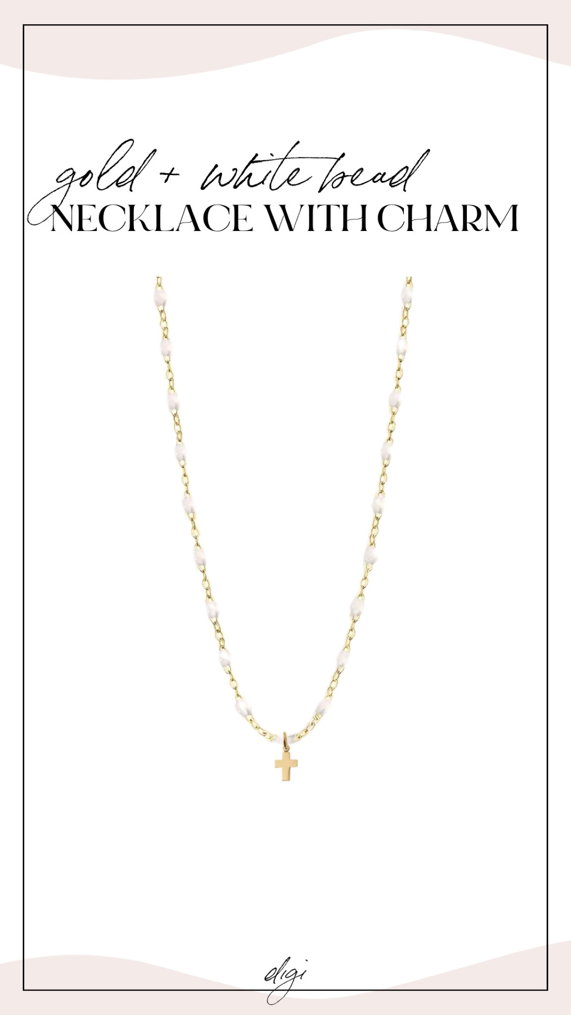 Beautiful gold beaded necklace & gold cross charm 💛