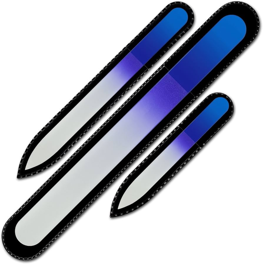 Glass Nail File - Mont Bleu Premium Set of 3 Crystal Nail Files in Pouch - Handmade Gifts - Best ... | Amazon (US)