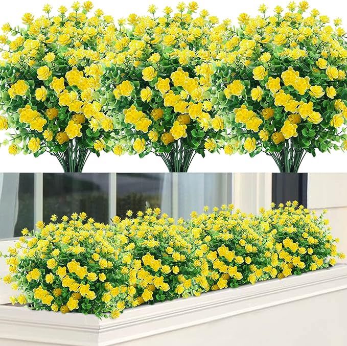 18 Bundles Artificial Flowers Outdoor Fake Flowers for Decoration UV Resistant No Fade Faux Plast... | Amazon (US)