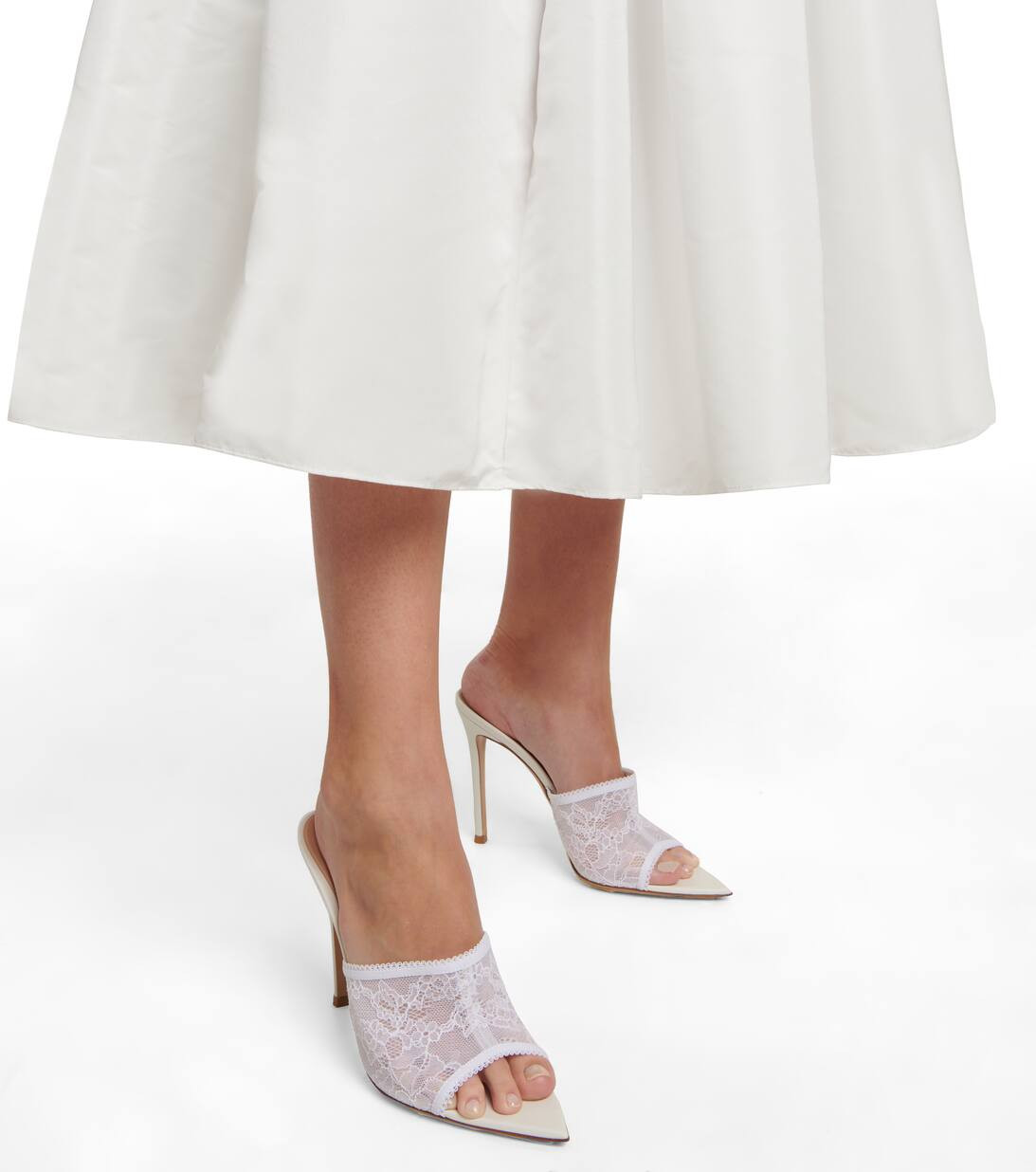 Lace-trimmed leather sandals | Mytheresa (US/CA)