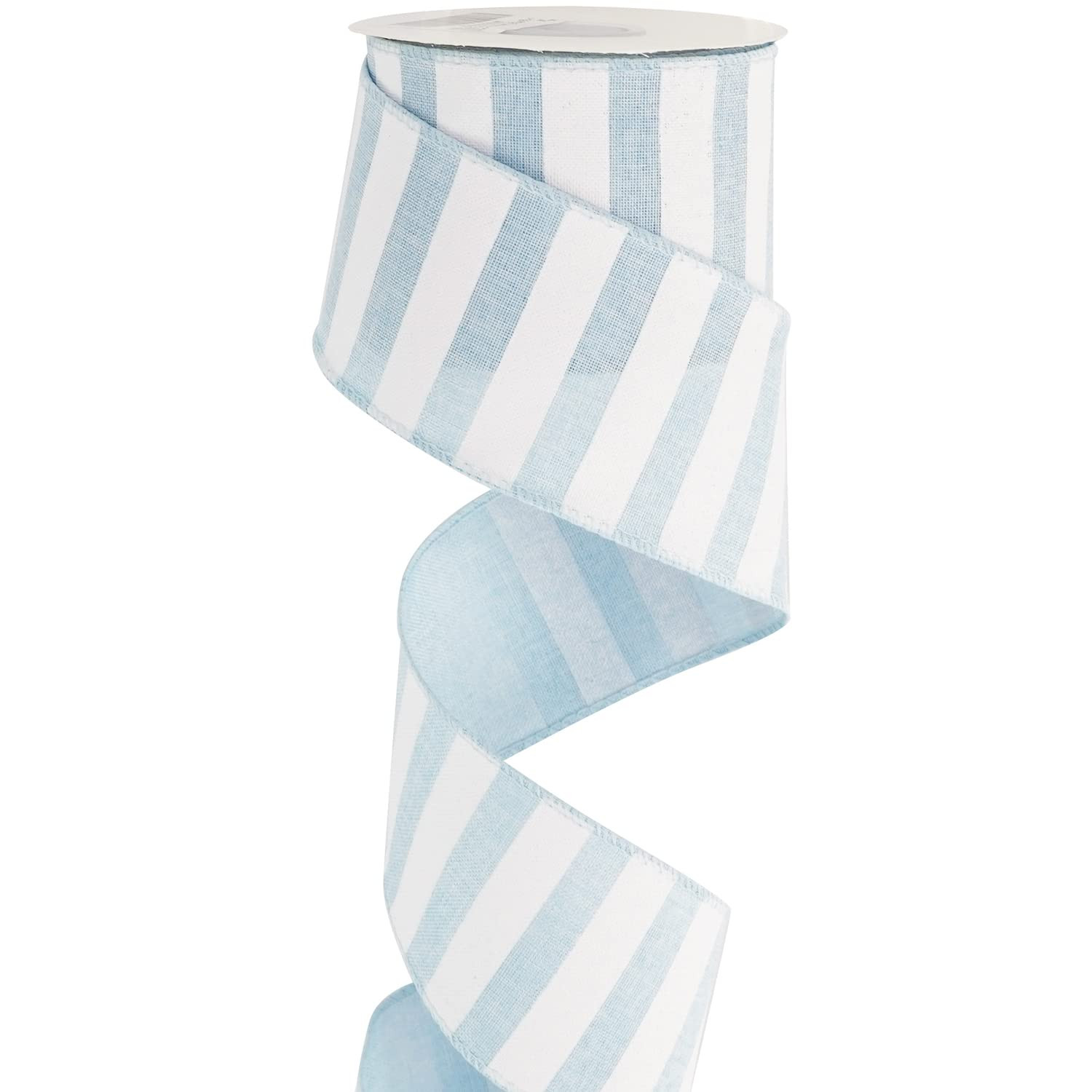 MEEDEE Blue White Stripe Ribbon 2.5 Inch Light Blue Wired Ribbon for Baby Boy Wreath, Baby Shower... | Amazon (US)